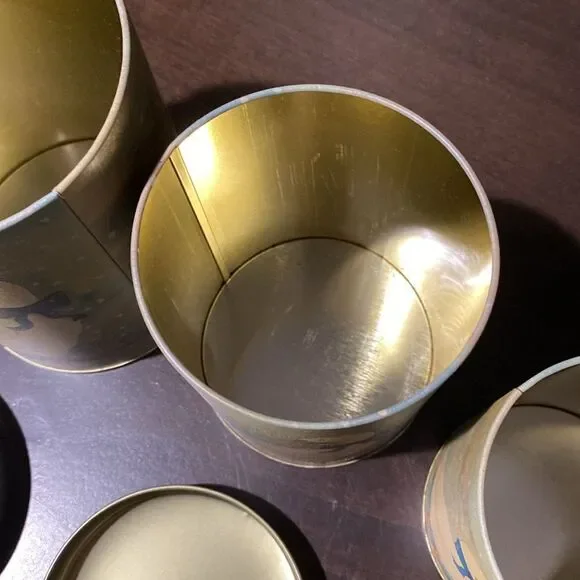 Vintage Nesting Blue Ribbon Duck Geese Metal Tin Canisters Set of 3 - Picture 6 of 10